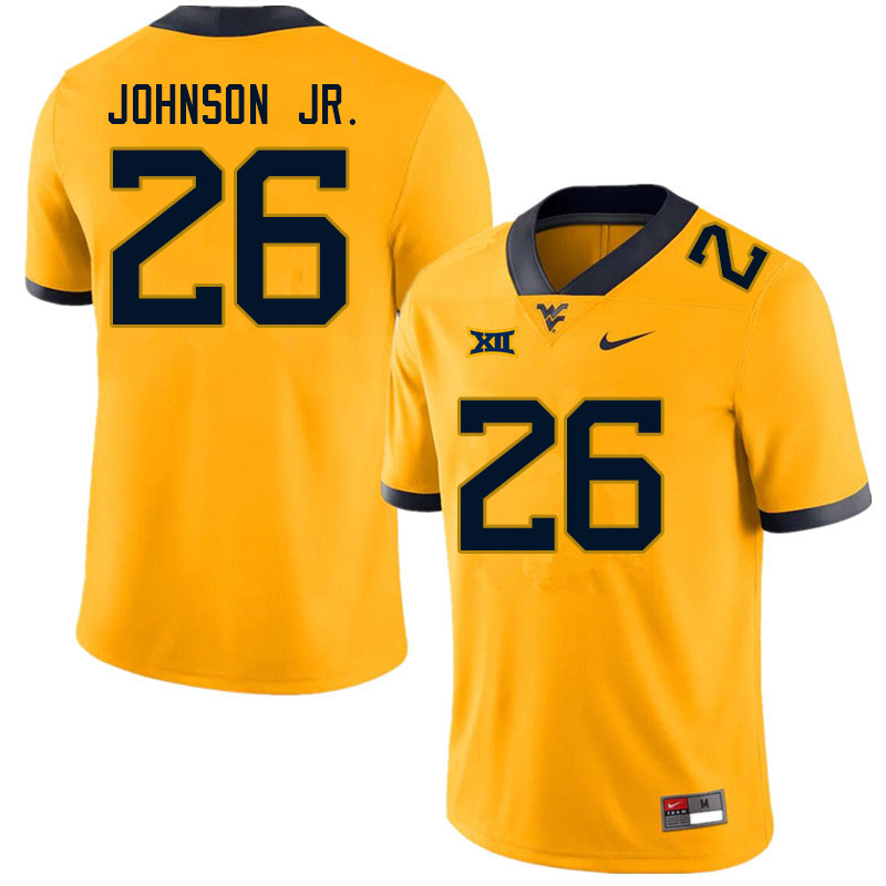 Men #26 Justin Johnson Jr. West Virginia Mountaineers College Football Jerseys Sale-Gold - Click Image to Close